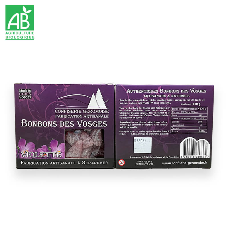 Bonbons durs bio au Violette