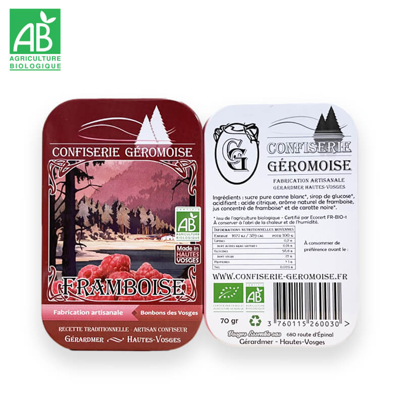 Bonbons durs Bio Framboise