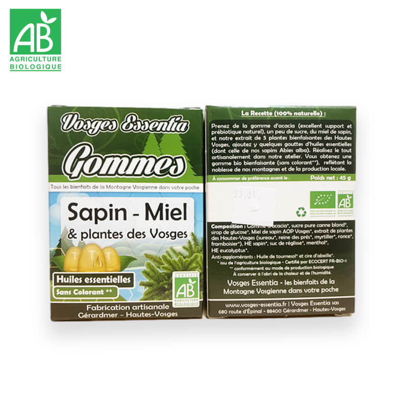 Gommes Bio Sapin, Miel, Plantes des Vosges