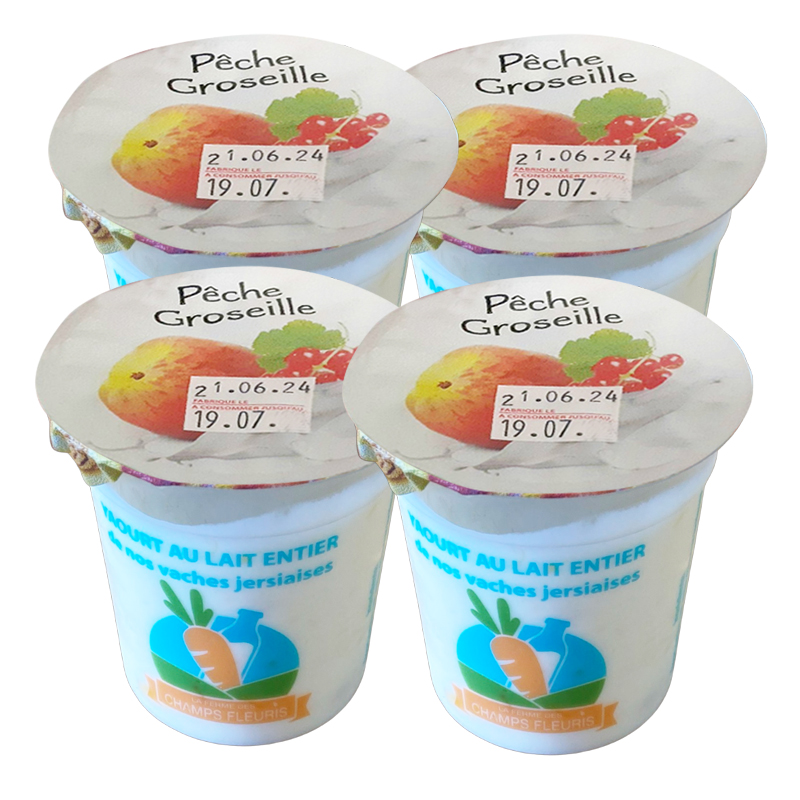 Yaourt brassé Pêche/Groseille x4
