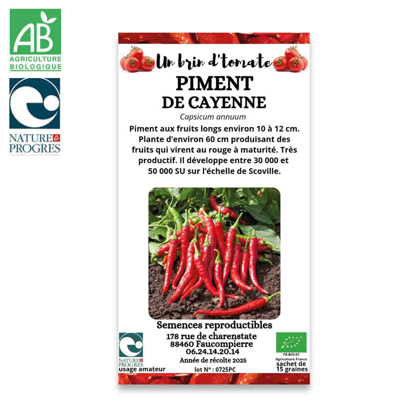 Semences Paysannes Bio : Piment de "Cayenne"