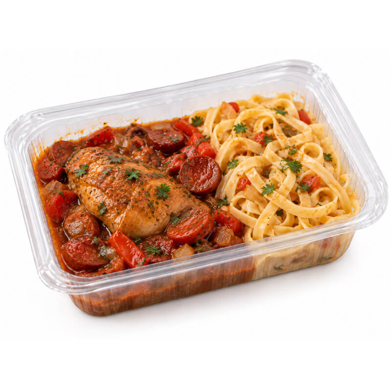Cuisse de poulet au chorizo & tagliatelles