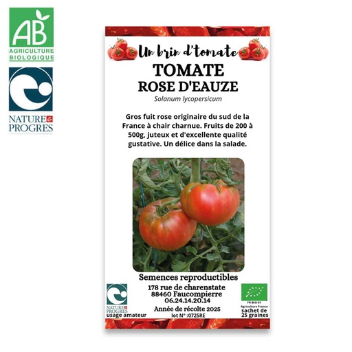 Semences Paysannes Bio : Tomate "Rose d'Eauze"