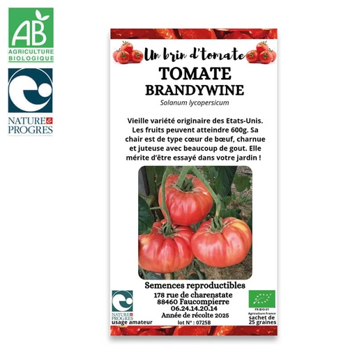 Semences Paysannes Bio : Tomate "Brandywine"