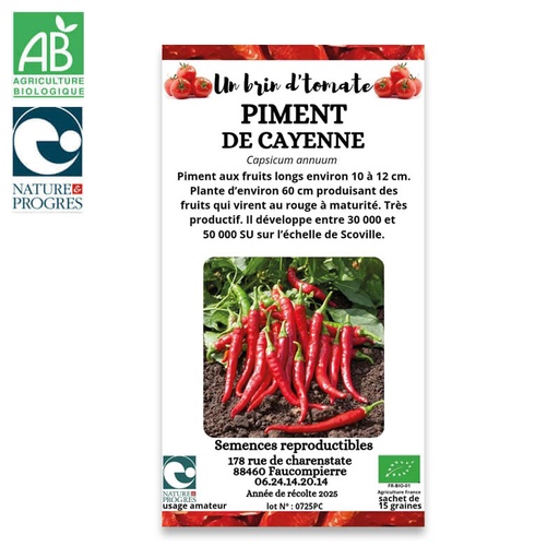 Semences Paysannes Bio : Piment de "Cayenne"